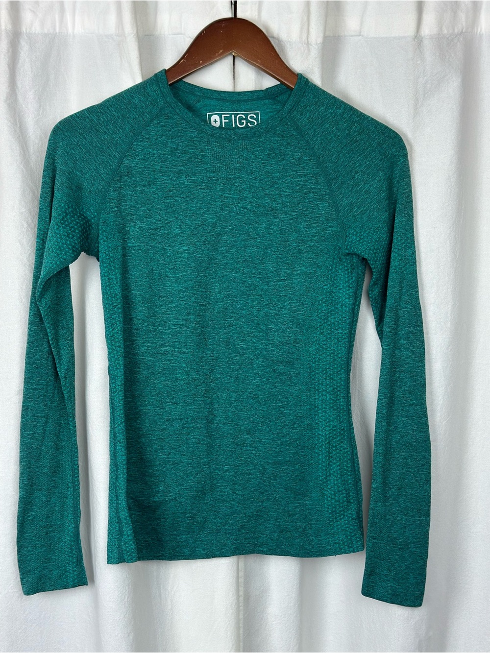Figs Women's Long Sleeve Top in Teal Green